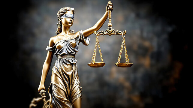 Legal and law concept statue of Lady Justice with scales of justice