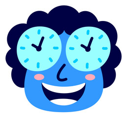 Head with a clock in eyes