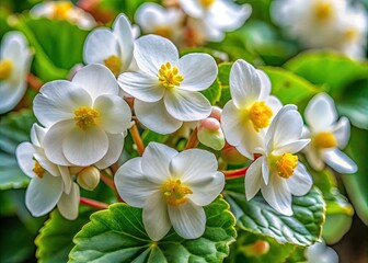 Fototapeta premium White Wax Begonia Flowers - Begonia Cucullata Portrait Photography