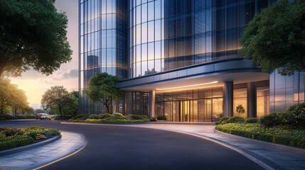 abstract modern showcasing a vibrant cityscape with glass architecture, modern glass buildings with shiny glass effects, modern interior architectural glass building.