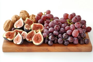 Obraz premium Fresh Figs, Grapes, and Walnuts Display