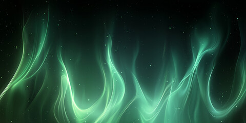 Obraz premium Abstract Green Flames on a Dark Background