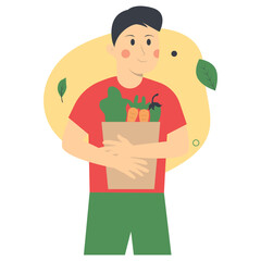 Green Lifestyle Person Character in Cartoon Design. Vector Illustration