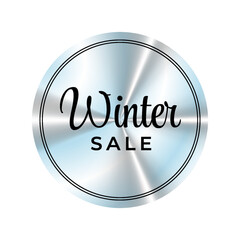 Holographic circle sticker. Winter sale. Geometric hologram label, iridescent foil, adhesive film. Colored tag, rainbow shiny emblem. Isolated Neon vector illustration