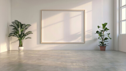 Wide frame mockup in a spacious room, high resolution, perfect for landscape-format art or photography