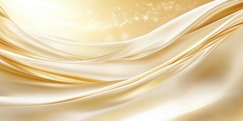 Fototapeta premium Luxurious golden fabric drapes elegantly, showcasing premium beauty and skincare products.