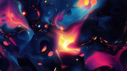 Abstract Fluid Art: A mesmerizing abstract art piece featuring flowing, vibrant hues of blue, pink, and orange. The colors blend seamlessly, creating a dynamic and ethereal atmosphere.  