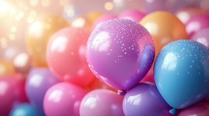 Pastel Balloons Decorated With Sparkling Confetti