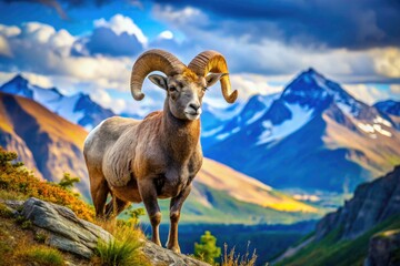 Obraz premium Majestic bighorn sheep roam freely, captured in stunning candid shots within Bighorn National Park.
