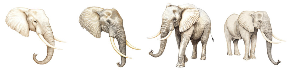 Fototapeta premium Majestic elephants captured in various stunning poses highlighting the grandeur and beauty of these iconic African mammals