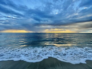 Dark sunset beach Oahu Hawaii 