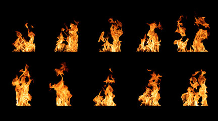Black background fire, flames with torches and textures with splitting power effect, can grill red,...