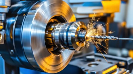 Obraz premium Precision Tool in Action with Sparks and Motion