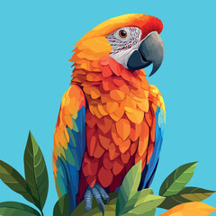 Colorful Low Poly Parrot bird Vector illustration on isolated background