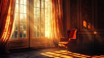Sunlight Streaming Through a Window in a Classic Room