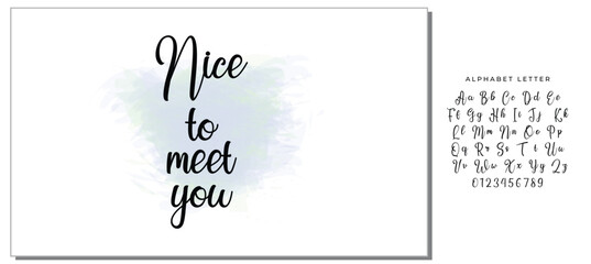 Hand drawn lettering. Ink illustration. Modern brush calligraphy. Isolated on white background. Nice to meet you.