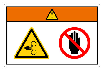 Warning Hand Crush Of Rotating Hazard Do Not Touch Symbol Sign, Vector Illustration, Isolate On White Background Label. EPS10