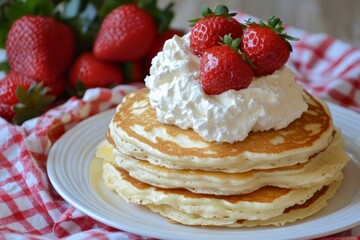 Strawberry Whipped Cream Pancakes
