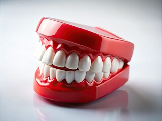 Obraz premium Playful chattering teeth toy, 3/4 right view. Fun for kids! Perfect product shot.