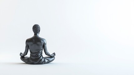 Black Man Meditating in Lotus Pose, Peaceful Minimalist 3D Render