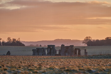 Stonehenge, prehistoric monument of a megalithic rock circle.