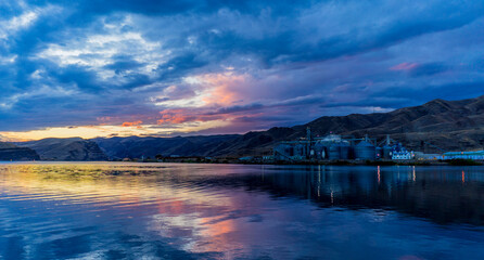 sunset over the lake