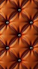 Fototapeta premium brown quilted leather upholstery with metallic chrome button accents creating a luxurious tufted pattern ideal for high end furniture like sofas chairs and automotive interiors