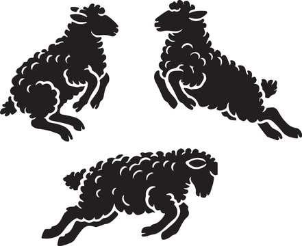 jumping sheep silhouette design vector art illustration