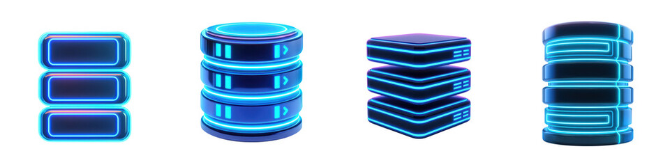 Obraz premium Abstract 3D depicting a futuristic digital technology landscape with stacks of servers binary code patterns and geometric shapes The image represents the concept of cloud computing data storage