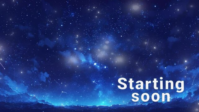 Starlit sky beckons with anticipation for a magical journey ahead starting soon stream overlay seamless loop Vtuber streamer asset twitch zoom OBS screen animated wallpaper virtual background