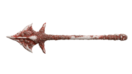 Ancient spear with intricate designs and texture. transparent background