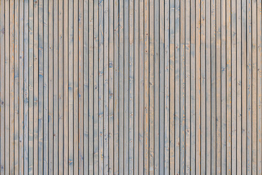 Stylish contemporary wainscoting made of thin gray-toned pine timber planks provides textured backdrop for design