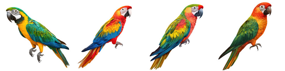 Colorful Tropical Parrots Perched on Branches in Natural Habitat  Stunning and Vibrant Macaws in Exotic Rainforest or Jungle Setting Showcasing the Beauty and Diversity of Avian Wildlife