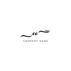 Minimalist EE Logo Design with Abstract Feather Element