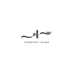 Minimalist EF Logo Design with Abstract Feather Element
