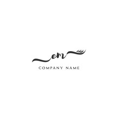 Obraz premium Minimalist EM Logo Design with Abstract Feather Element