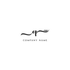 Minimalist EP Logo Design with Abstract Feather Element