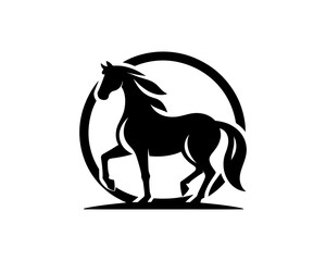 Horse logo design icon symbol vector illustration. Horse silhouette logo. Animal logo.