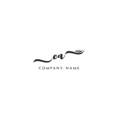 Minimalist EA Logo Design with Abstract Feather Element