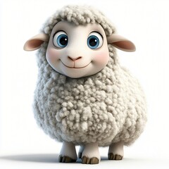 Adorable Cartoon Lamb Fluffy Friendly Farm Animal