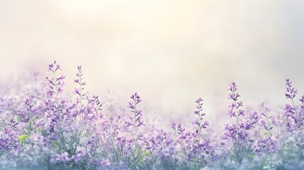 Naklejka premium Soft Purple Flowers Bloom in a Gentle Meadow
