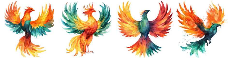 Fototapeta premium Radiant Aurora Phoenix Vibrant Clipart of a Majestic Mythical Celestial Bird with Fiery Feathers and Enchanting Aura