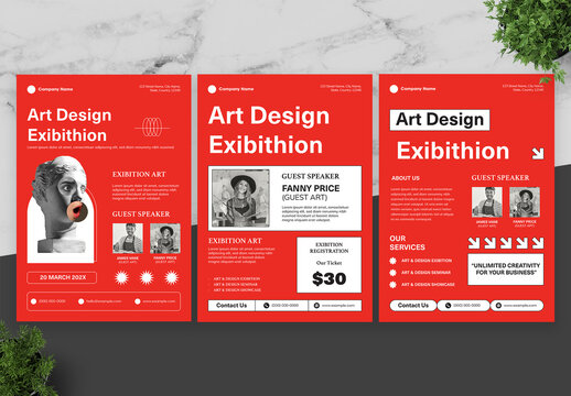 Orange And White Art Exhibition Flyer