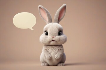 Obraz premium there is a white rabbit with a speech bubble in its mouth