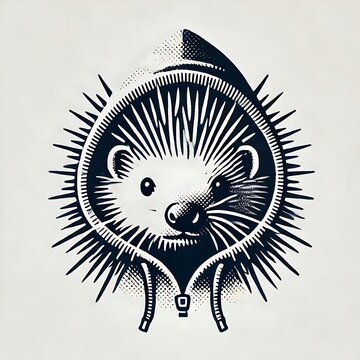 A hedgehog in a hoodie illustration.
