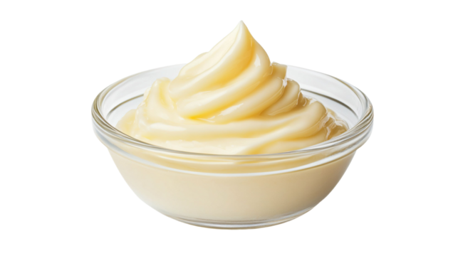 Creamy Mayonnaise Bowl Isolated on a White Background