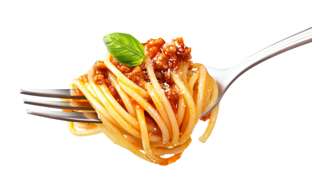 Spaghetti Bolognese with Fork Isolated on a White Background - Powered by Adobe