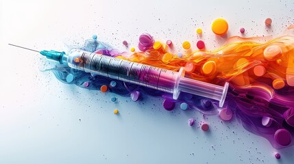 Abstract Art of Syringe and Pill with Gradient Colors