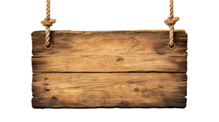 Hanging Wooden Signboard Isolated on a White Background