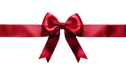 Red Ribbon Bow For Decorated a Present for Christmas Isolated on a White Background